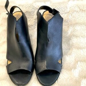 Vince Camuto Black‎ Leather Peep Toe Sling Back Size 9.5